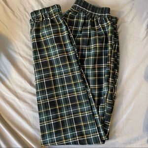 Green and yellow plaid joggers